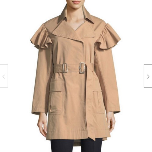 Rebecca Taylor Jackets & Blazers - Rebecca Taylor Cotton Faille Ruffle Trench Coat S